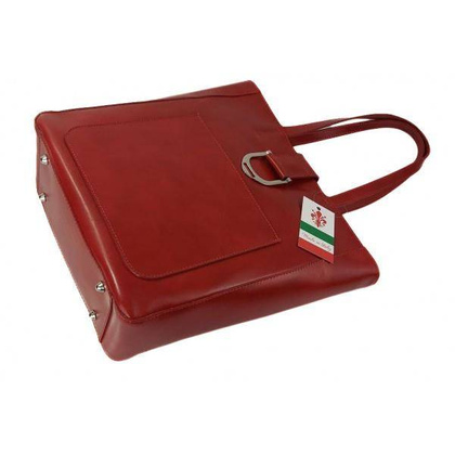 Duży shopper bag na ramię Vera Pelle , Włoska skórzana torba Czerwona  SBKB11R KEMER