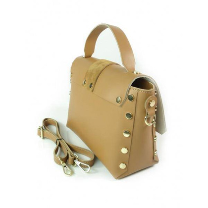 Kuferek listonoszka A5 złote dżety + zamsz camel Vera Pelle   VPK789C