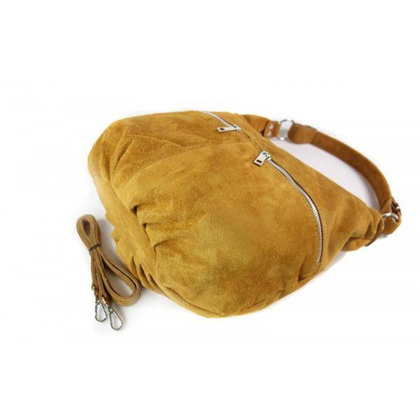 Klasyczny worek na ramię ,zamki suwaki XL A4  Shopper bag zamsz naturalny  camel W345C