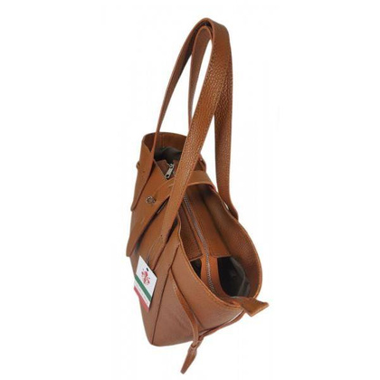 Pakowna włoska torebka skórzana na ramię mieści A4 ,Vera Pelle , Camel  BKL25C