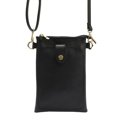 Torebka etui na smartfon, skóra naturalna, pasek