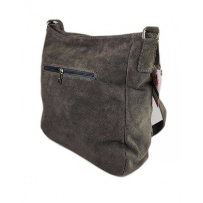 Duża włoska listonoszka A4 , worek na ramię ,zamsz naturalny ,Szara  WAF567G