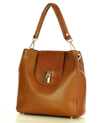 Elegancka torebka na ramię skóra naturalna vera pelle a tracolla - MARCO MAZZINI brąz karmel - min. zamówienie 20 / 50 / 100 szt.