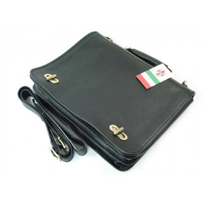 Teczka , męska aktówka ,skóra naturalna dwie przegrody  Czarna TM76N