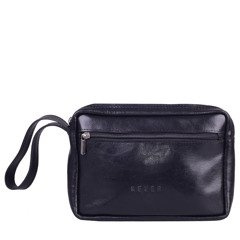 Saszetka skórzana KEMER S1109 Czarna - min. zamówienie 20 / 50 / 100 szt.