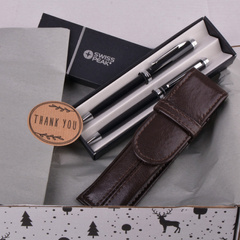 Zestaw prezentowy długopis i ołówek automatyczny + piórnik Brązowy