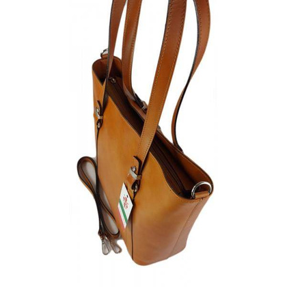 Klasyczna Włoska torebka skórzana na ramię mieści A4 ,Vera Pelle ,  Camel MVN14C