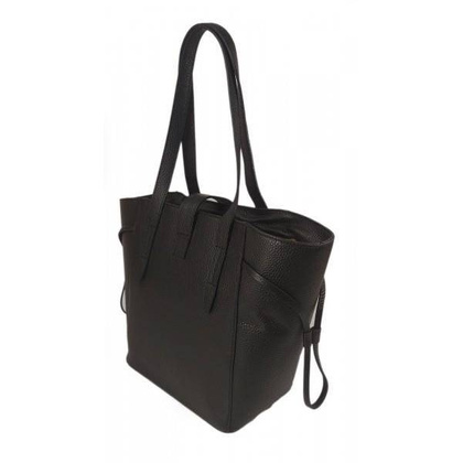 Pakowna włoska torebka skórzana na ramię mieści A4 ,Vera Pelle , Czarna  BKL25N