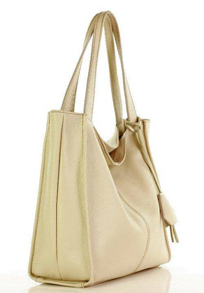 Modny skórzany shopper MAZZINI - Portofino Max beż latte - min. zamówienie 20 / 50 / 100 szt.