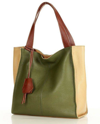 Modny skórzany shopper MAZZINI - Portofino Max multi moro zieleń militare - min. zamówienie 20 / 50 / 100 szt.