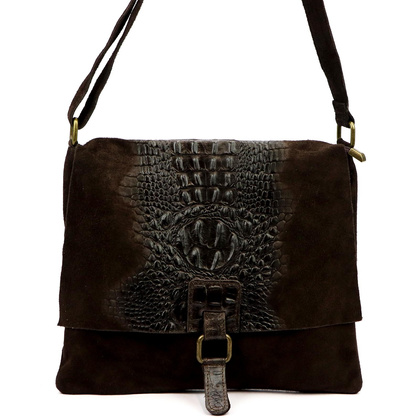 Torebka- listonoszka z naturalnej skóry zamszowej, 26-076 CROCO