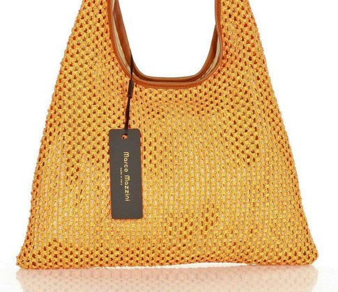 Lekka torebka damska worek skórzany na ramię koszyk basket - MARCO MAZZINI camel - min. zamówienie 20 / 50 / 100 szt.