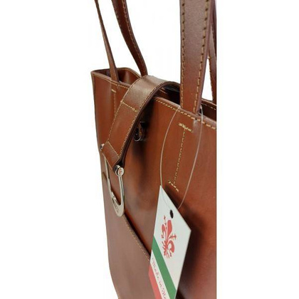 Duży shopper bag na ramię Vera Pelle , Włoska skórzana torba Brązowa  SBKB11M KEMER