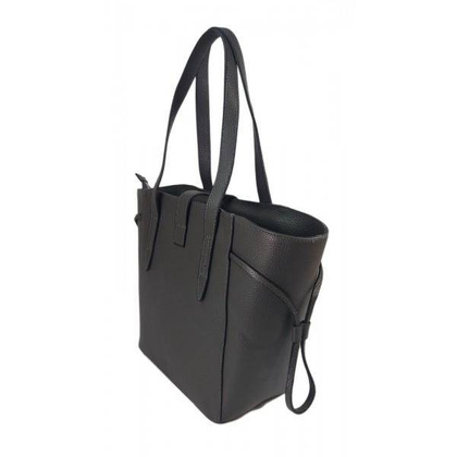 Pakowna włoska torebka skórzana na ramię mieści A4 ,Vera Pelle , Szara  BKL25G