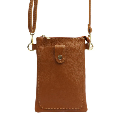 Torebka etui na smartfon, skóra naturalna, pasek