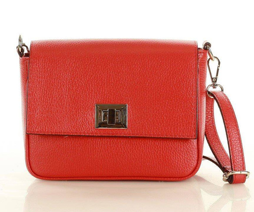 MARCO MAZZINI Torebka skórzana przez ramię crossbody classic flap czerwony - min. zamówienie 20 / 50 / 100 szt.