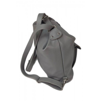 Torebko plecak,Włoski worek na ramię Vera Pelle,pojemny A4 STP12G szary