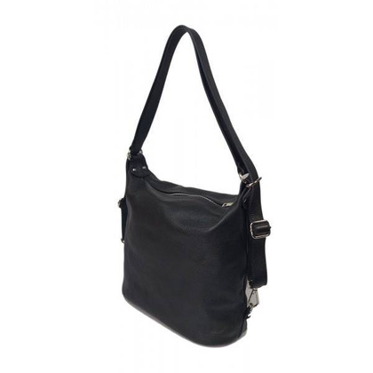 Torebko plecak,Włoski worek na ramię Vera Pelle,pojemny A4 STP12N czarny