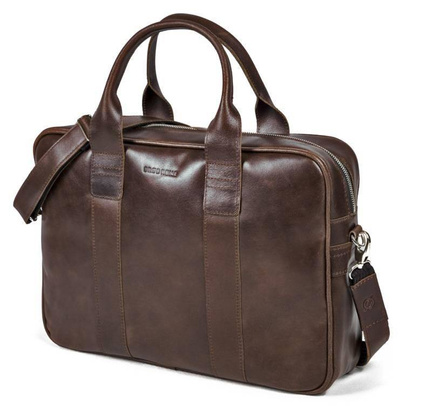 Męska torba na ramię ze skóry naturalnej na laptop BRØDRENE R01 ciemny brąz Kolor wnętrza: Czarny - min. zamówienie 20 / 50 / 100 szt.