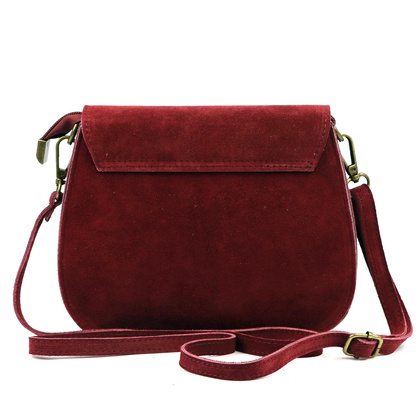 Mała torebka damska- listonoszka, naturalna skóra zamszowa 25-020