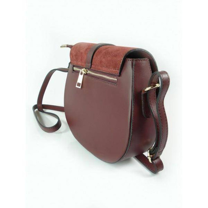 LISTONOSZKA SKÓRZANA TOREBKA CHLEBAK  ZŁOTO ZAMSZ BORDOWA VP116R