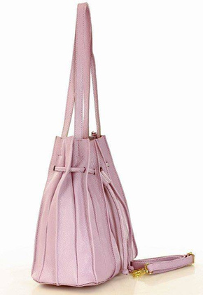 MARCO MAZZINI Plisowana torebka worek na ramię skóra naturalna sacco bag  lila róż - min. zamówienie 20 / 50 / 100 szt.