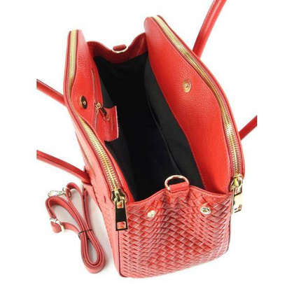 KUFEREK TRZY KOMORY ZŁOTE OKUCIA NA RAMIĘ TOREBKA VERA  PELLE  SKÓRA KRATKA CZERWONA HIT  NM33R