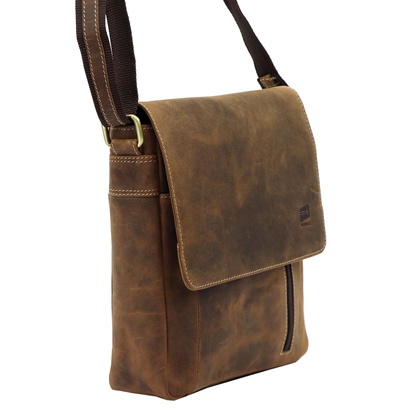Saszetka męska, torba przez ramię, skóra naturalna