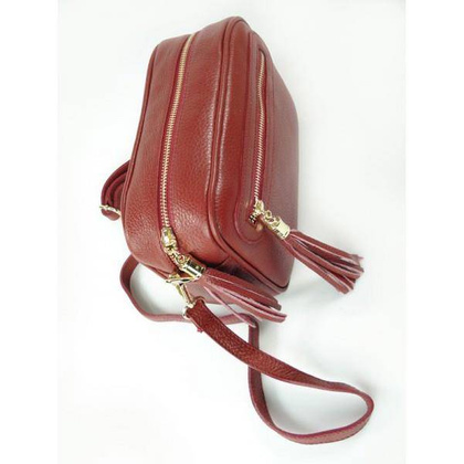 Frędzelki duża skórzana listonoszka Vera Pelle Bordowa  VP99R2