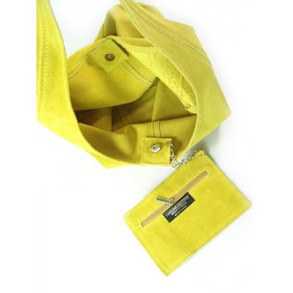 ŻÓŁTY ZAMSZOWY WOREK SHOPPER BAG WŁOSKA SKÓRZANA TORBA XL A4   W456GL KEMER