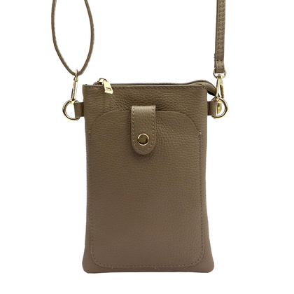 Torebka etui na smartfon, skóra naturalna, pasek