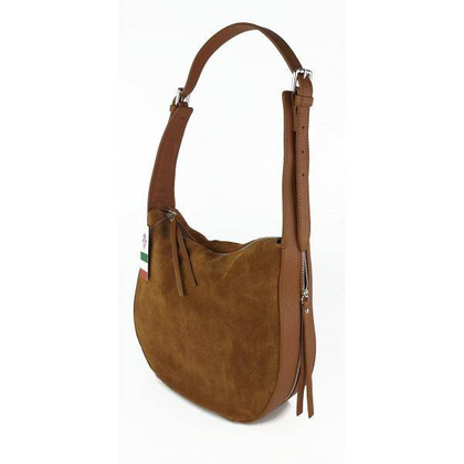 Włoska skórzana torebka worek na ramię Vera Pelle ,,format A4, Camel  LBB53C