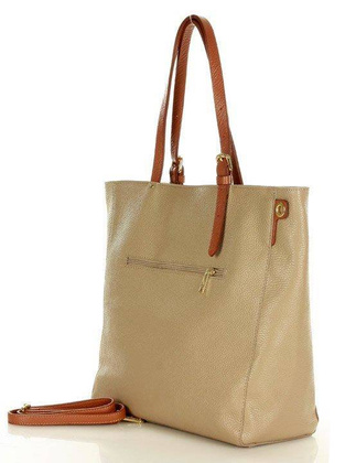 MARCO MAZZINI Elegancka torba skórzana sustainable leather bag beż cappuccino - min. zamówienie 20 / 50 / 100 szt.