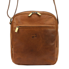 Klasyczna skórzana saszetka męska, brązowa