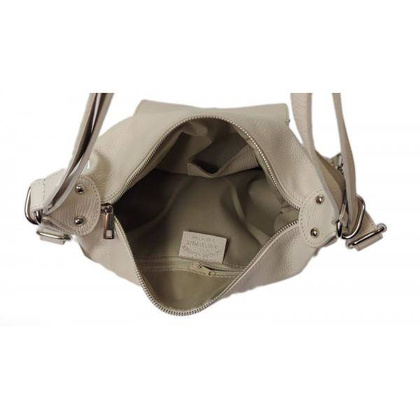 Torebko plecak,Włoski worek na ramię Vera Pelle,pojemny A4 STP12T beżowy