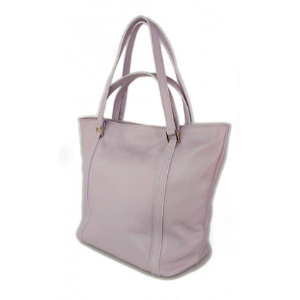 Duża włoska torba na ramię,podwójne uszy, worek Vera Pelle ,Liliowa WM555WR KEMER