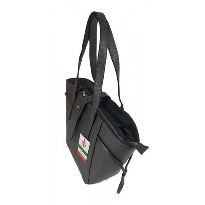 Pakowna włoska torebka skórzana na ramię mieści A4 ,Vera Pelle , Szara  BKL25G