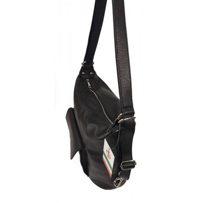 Torebko plecak,Włoski worek na ramię Vera Pelle,pojemny A4 STP12N czarny