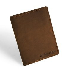 Jasnobrązowy cienki portfel ze skóry naturalnej z bilonem slim wallet BRØDRENE SW04 - min. zamówienie 20 / 50 / 100 szt.