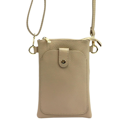 Torebka etui na smartfon, skóra naturalna, pasek