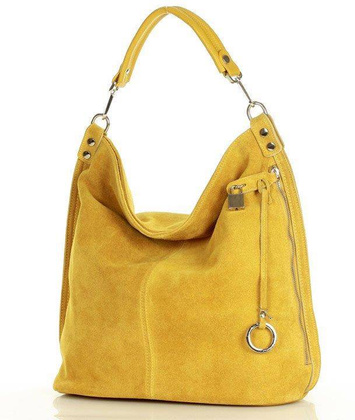 Ponadczasowa torebka worek skórzana MAZZINI - Renella nubuk żółty - min. zamówienie 20 / 50 / 100 szt.