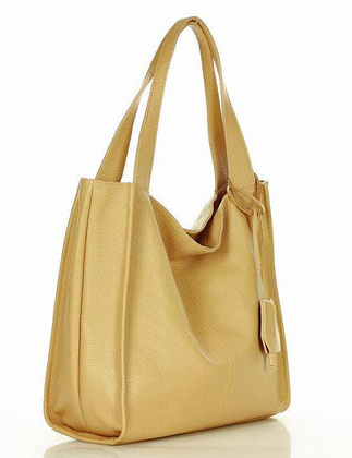Modny skórzany shopper MAZZINI - Portofino Max karmelowy beż - min. zamówienie 20 / 50 / 100 szt.