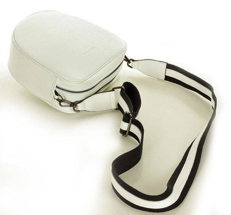 Torba skórzana na dwa zamki crossbody camera bag - MARCO MAZZINI biały - min. zamówienie 20 / 50 / 100 szt.