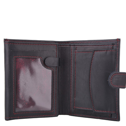 Portfel męski skórzany KEMER P4J LK Czarny / Czerwony - min. zamówienie 20 / 50 / 100 szt.