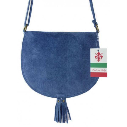 Zamszowa listonoszka ,chlebak  Vera Pelle ,pojemna przewieszka A5 Niebieska  VP490BL