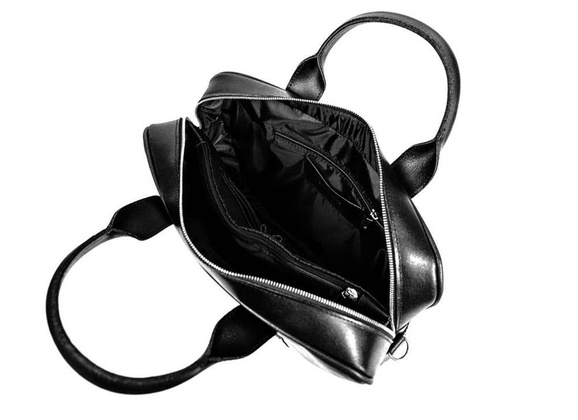 Męska torba na ramię ze skóry naturalnej na laptop BRØDRENE R01 czarny Kolor wnętrza: Czarny - min. zamówienie 20 / 50 / 100 szt.