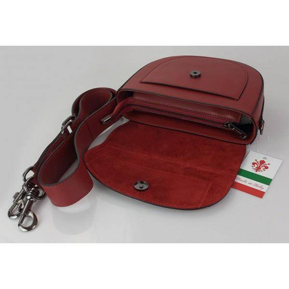 Listonoszka,chlebak,przewieszka  Vera Pelle klapka zamsz Czerwona LVP399R