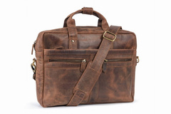 Torba skórzana męska na laptopa VOOC RDW5 brązowa