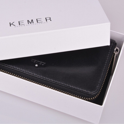 Portfel damski skórzany KEMER D48 Czarny - min. zamówienie 20 / 50 / 100 szt.