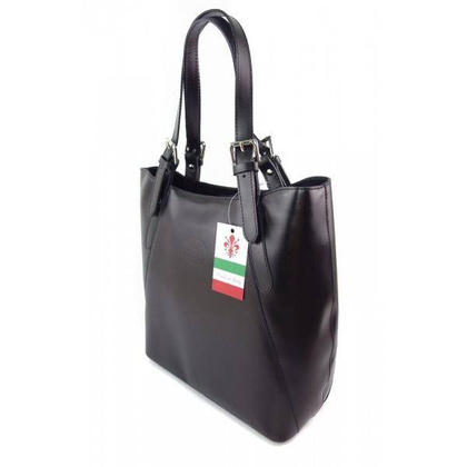 Włoska torebka skórzana na ramię ,Vera Pelle A4,shopper Czarna V77N